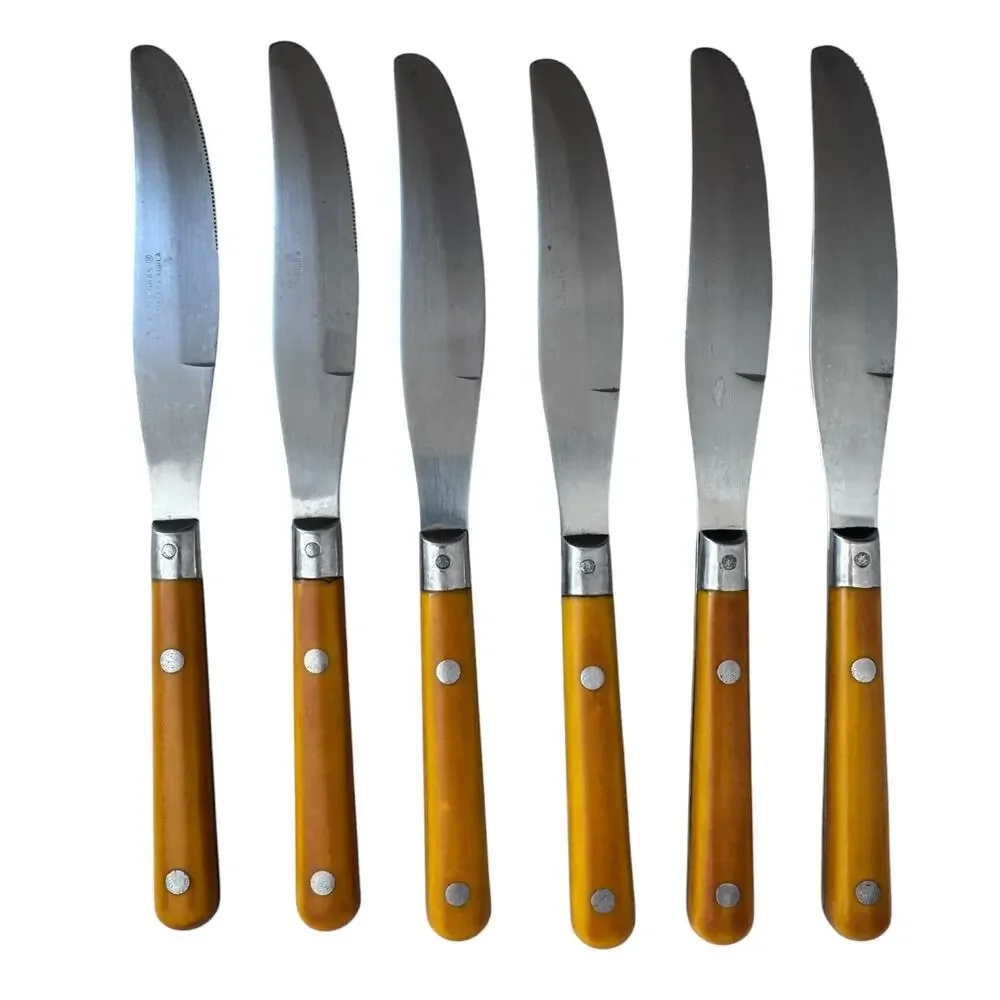1970s Washington Forge Mardi Gras Butterscotch Yellow Flatware Set 35 Pieces
